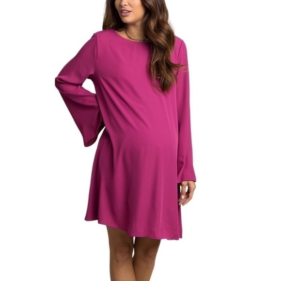Pinkblush Maternity Fuschia Chiffon Dress Size Large NWT - Picture 1 of 8